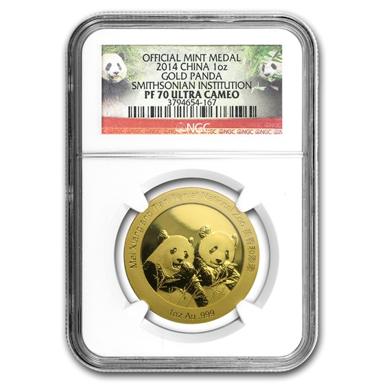 2014 China 1 oz Gold Panda Proof PF-70 NGC (Smithsonian Zoo) 2014 China 1 oz Gold Panda Proof PF-70 NGC (Smithsonian Zoo)